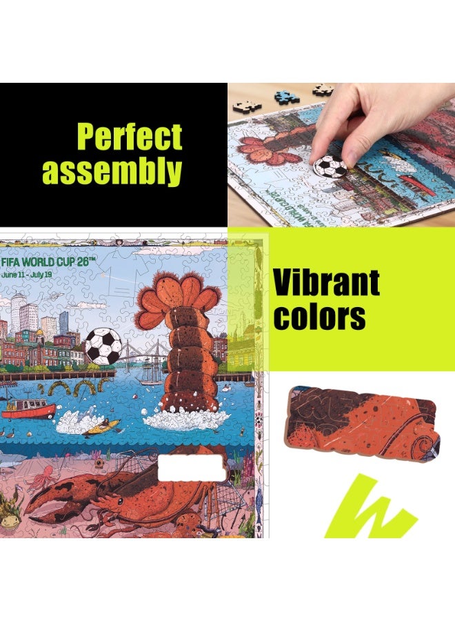 FIFA World Cup FIFA Official Licensed World Cup 2026 Host City Boston Illustration Wooden Jigsaw Puzzle 200 Pieces - Image 3